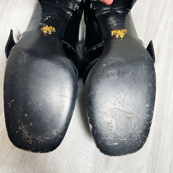 Prada Black Patent Fur Crystal Loafersge - Picture 3 of 16